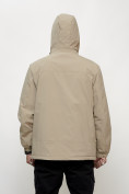 Оптом Куртка молодежная мужская весенняя с капюшоном бежевого цвета 803B, фото 4