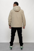 Оптом Куртка молодежная мужская весенняя с капюшоном бежевого цвета 803B, фото 8