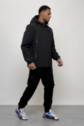 Оптом Куртка молодежная мужская весенняя с капюшоном черного цвета 803Ch в Самаре, фото 3