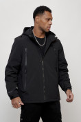 Оптом Куртка молодежная мужская весенняя с капюшоном черного цвета 803Ch, фото 7