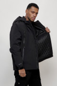 Оптом Куртка молодежная мужская весенняя с капюшоном черного цвета 803Ch в Оренбурге, фото 9