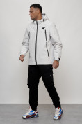Оптом Куртка молодежная мужская весенняя с капюшоном светло-серого цвета 803SS, фото 11