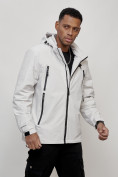 Оптом Куртка молодежная мужская весенняя с капюшоном светло-серого цвета 803SS, фото 3
