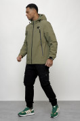 Оптом Куртка молодежная мужская весенняя с капюшоном светло-зеленого цвета 803ZS в Волгоградке, фото 2