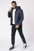 Оптом Куртки мужские стеганная с капюшоном темно-синего цвета 805TS, фото 11
