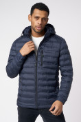 Оптом Куртки мужские стеганная с капюшоном темно-синего цвета 805TS, фото 2