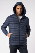 Оптом Куртки мужские стеганная с капюшоном темно-синего цвета 805TS, фото 3