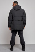 Оптом Парка мужская зимняя удлиненная молодежная черного цвета 807Ch, фото 4