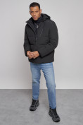 Оптом Куртка зимняя молодежная мужская с капюшоном черного цвета 8320Ch в Казани, фото 11