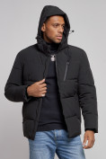 Оптом Куртка зимняя молодежная мужская с капюшоном черного цвета 8320Ch в Казани, фото 6