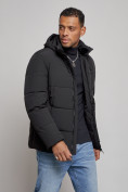Оптом Куртка зимняя молодежная мужская с капюшоном черного цвета 8320Ch в Казани, фото 8