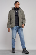 Оптом Куртка зимняя молодежная мужская с капюшоном цвета хаки 8320Kh в Уфе, фото 14