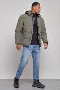 Оптом Куртка зимняя молодежная мужская с капюшоном цвета хаки 8320Kh в Сочи, фото 2