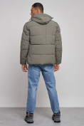 Оптом Куртка зимняя молодежная мужская с капюшоном цвета хаки 8320Kh в Омске, фото 4