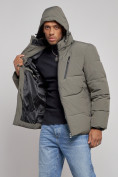 Оптом Куртка зимняя молодежная мужская с капюшоном цвета хаки 8320Kh в Алма-Ате, фото 6