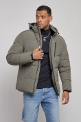 Оптом Куртка зимняя молодежная мужская с капюшоном цвета хаки 8320Kh в Волгоградке, фото 7