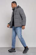 Оптом Куртка зимняя молодежная мужская с капюшоном темно-серого цвета 8320TC в Уфе, фото 2
