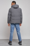 Оптом Куртка зимняя молодежная мужская с капюшоном темно-серого цвета 8320TC в Казани, фото 4