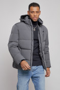 Оптом Куртка зимняя молодежная мужская с капюшоном темно-серого цвета 8320TC в Уфе, фото 7