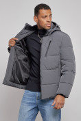 Оптом Куртка зимняя молодежная мужская с капюшоном темно-серого цвета 8320TC, фото 8