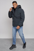 Оптом Куртка зимняя молодежная мужская с капюшоном темно-синего цвета 8320TS, фото 11