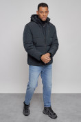 Оптом Куртка зимняя молодежная мужская с капюшоном темно-синего цвета 8320TS, фото 12