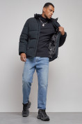 Оптом Куртка зимняя молодежная мужская с капюшоном темно-синего цвета 8320TS, фото 13