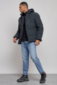 Оптом Куртка зимняя молодежная мужская с капюшоном темно-синего цвета 8320TS в Кемерово, фото 3