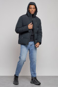 Оптом Куртка зимняя молодежная мужская с капюшоном темно-синего цвета 8320TS, фото 5