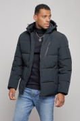 Оптом Куртка зимняя молодежная мужская с капюшоном темно-синего цвета 8320TS, фото 9