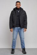 Оптом Куртка мужская зимняя с капюшоном спортивная великан черного цвета 8332Ch