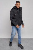 Оптом Куртка мужская зимняя с капюшоном спортивная великан черного цвета 8332Ch, фото 11