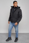 Оптом Куртка мужская зимняя с капюшоном спортивная великан черного цвета 8332Ch, фото 12