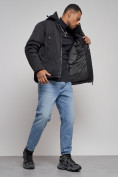 Оптом Куртка мужская зимняя с капюшоном спортивная великан черного цвета 8332Ch, фото 15