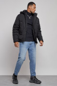 Оптом Куртка мужская зимняя с капюшоном спортивная великан черного цвета 8332Ch в Екатеринбурге, фото 3