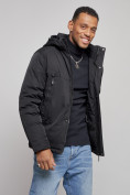 Оптом Куртка мужская зимняя с капюшоном спортивная великан черного цвета 8332Ch, фото 8