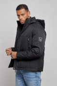 Оптом Куртка мужская зимняя с капюшоном спортивная великан черного цвета 8332Ch, фото 9