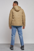 Оптом Куртка мужская зимняя с капюшоном спортивная великан горчичного цвета 8332G в Казани, фото 4