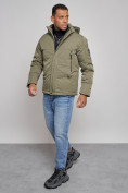 Оптом Куртка мужская зимняя с капюшоном спортивная великан цвета хаки 8332Kh в Перми, фото 11