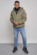 Оптом Куртка мужская зимняя с капюшоном спортивная великан цвета хаки 8332Kh в Иркутске, фото 12