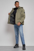 Оптом Куртка мужская зимняя с капюшоном спортивная великан цвета хаки 8332Kh, фото 16