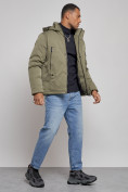 Оптом Куртка мужская зимняя с капюшоном спортивная великан цвета хаки 8332Kh в Омске, фото 3