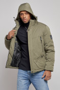 Оптом Куртка мужская зимняя с капюшоном спортивная великан цвета хаки 8332Kh, фото 6