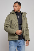 Оптом Куртка мужская зимняя с капюшоном спортивная великан цвета хаки 8332Kh в Перми, фото 7