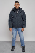 Оптом Куртка мужская зимняя с капюшоном спортивная великан темно-синего цвета 8332TS в Баку, фото 10