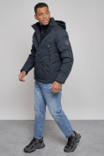 Оптом Куртка мужская зимняя с капюшоном спортивная великан темно-синего цвета 8332TS в Омске, фото 11