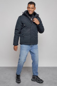 Оптом Куртка мужская зимняя с капюшоном спортивная великан темно-синего цвета 8332TS, фото 12