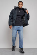 Оптом Куртка мужская зимняя с капюшоном спортивная великан темно-синего цвета 8332TS, фото 13