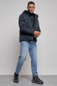 Оптом Куртка мужская зимняя с капюшоном спортивная великан темно-синего цвета 8332TS, фото 15