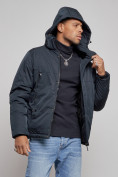 Оптом Куртка мужская зимняя с капюшоном спортивная великан темно-синего цвета 8332TS, фото 6